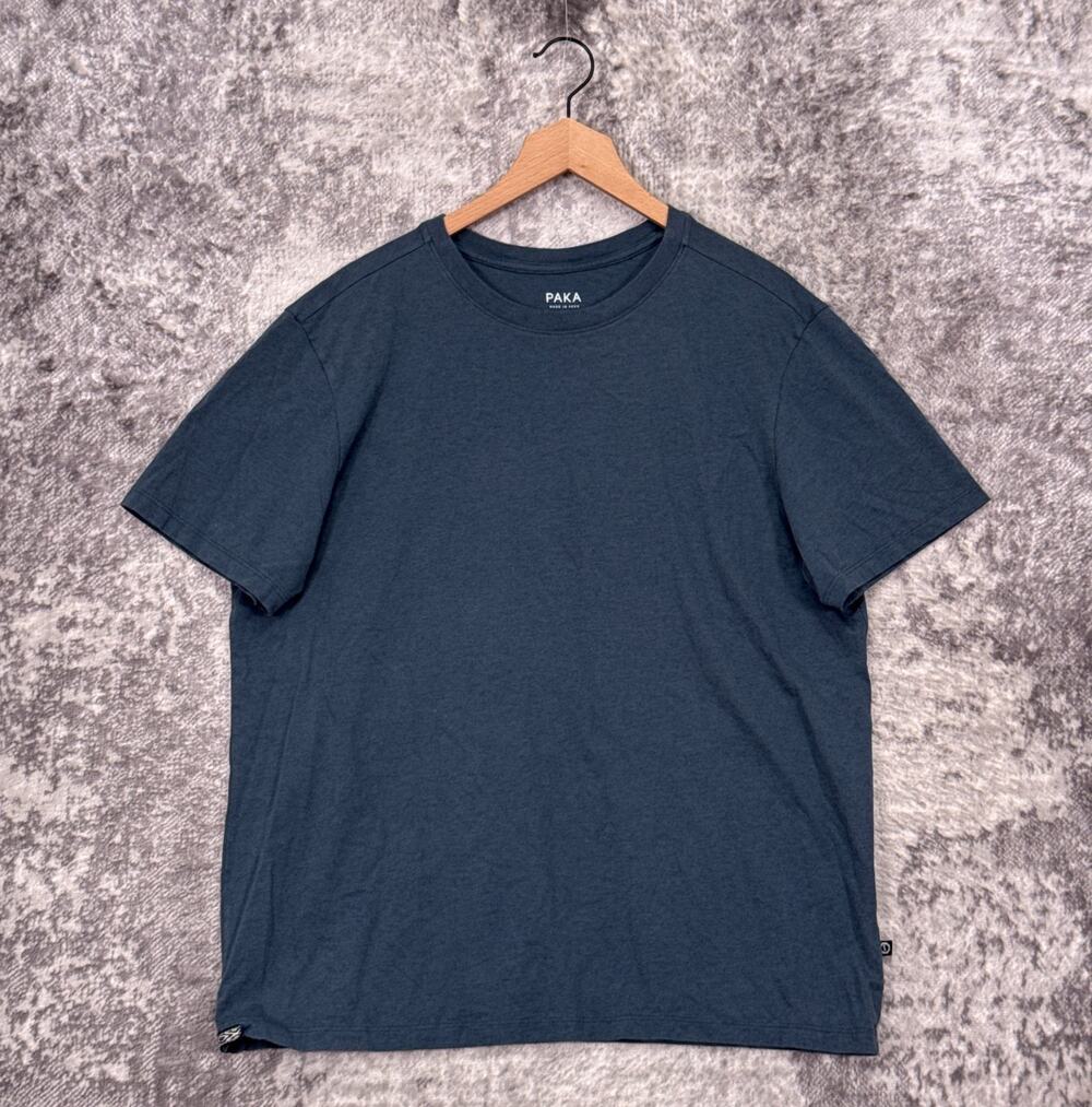 Paka Essential Tee Shirt XL Mens Blue Organic Pima Cotton Alpaca